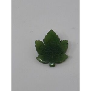 Carved Jade Maple Leaf Pin Brooch Green Natural Stone Jewelry Accent